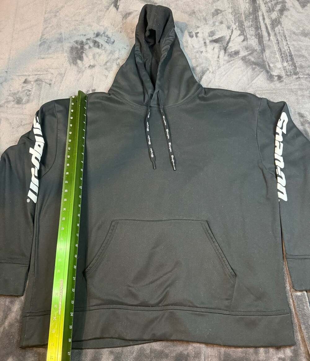 Champion Snap-On Hoodie Size 2XL Black US Flag Sleeve Logo Sweatshirt